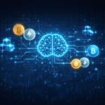 Artificial intelligence brain connected to blockchain and crypto tokens representing best AI crypto projects.