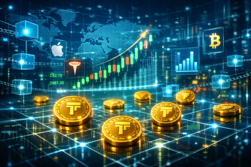 tokenized stocks digital blockchain trading concept