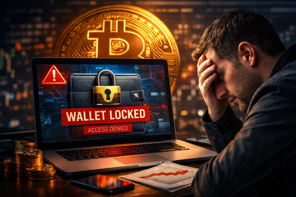 bitcoin wallet access lost showing locked crypto funds